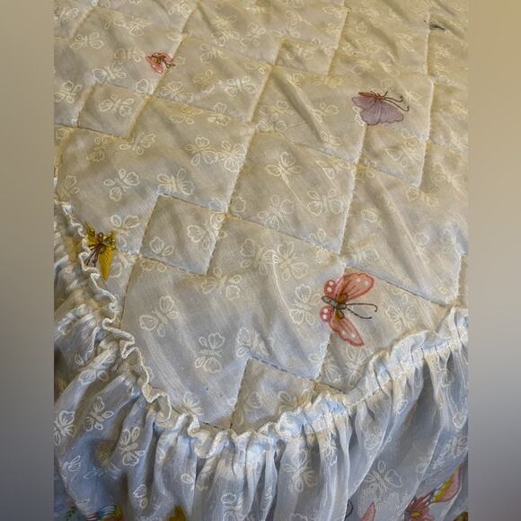 70s fairycore butterfly bedspread floral - Picture 13 of 16
